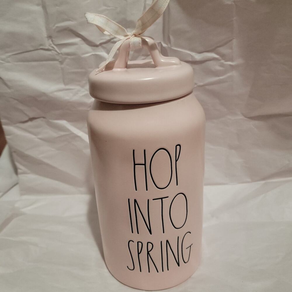 Rae Dunn Hop Into Spring Pink Canister NWT
